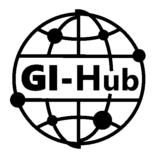 Logo of the Global Initiatives Hub, featuring a stylized globe with the text GI-Hub inside.